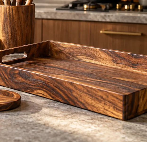 Wooden serving tray image